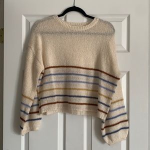 Z Supply Ivory Cropped Stripped Sweater